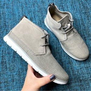 UGG Freamon Chukka Boots in Grey Suede and Canvas